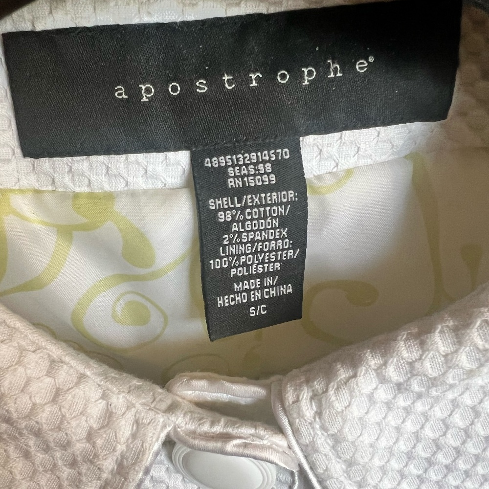 Apostrophe Jacket, White Button Down Swing Coat - image 3